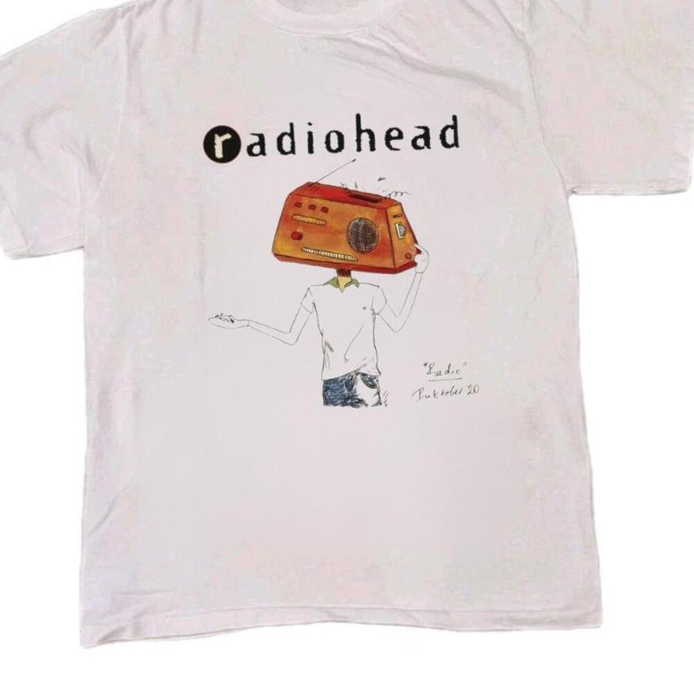 Radiohead T Shirt - Y2K Style White & Orange Tee